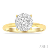 5/8 Ctw Circular Shape Lovebright Round Cut Diamond Engagement Ring in 14K Yellow and White Gold